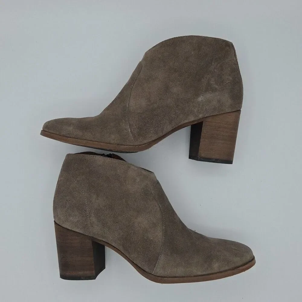 Frye Womens Nora Zip Grey Elephant Suede Ankle Boots Bootie Size 9.5 B EUC - Picture 5 of 10